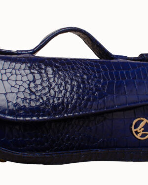 Front view of a luxury handmade crocodile print leather handbag by Lewastyles